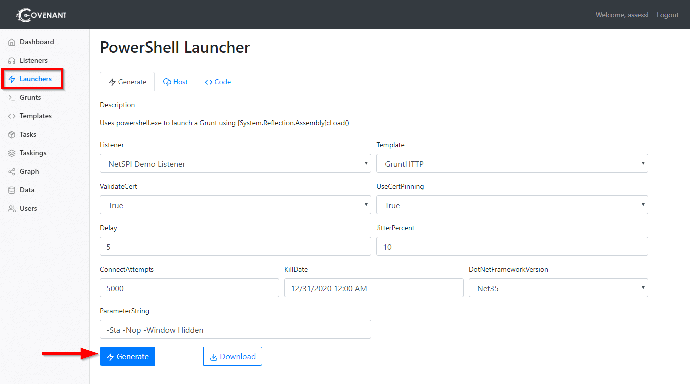 Generate the PowerShell Launcher