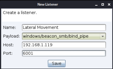 图30 Create a listener for Lateral Movement