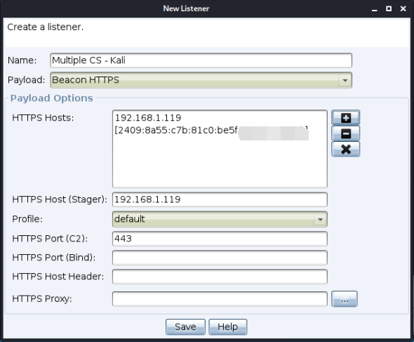 图12 Create a listener by using Beacon https payload