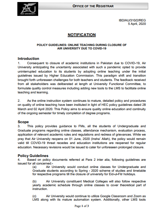 图片6-巴基斯坦空军大学疫情期间网络课程政策