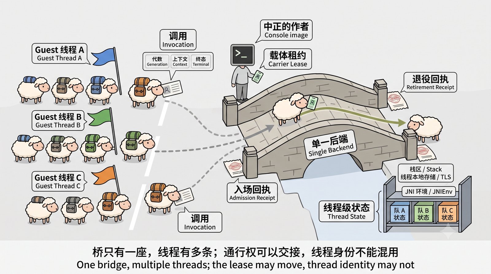 图四：单桥通行的架构比喻