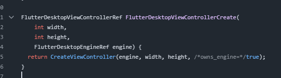图 8　FlutterDesktopViewControllerCreate：转调 CreateViewController