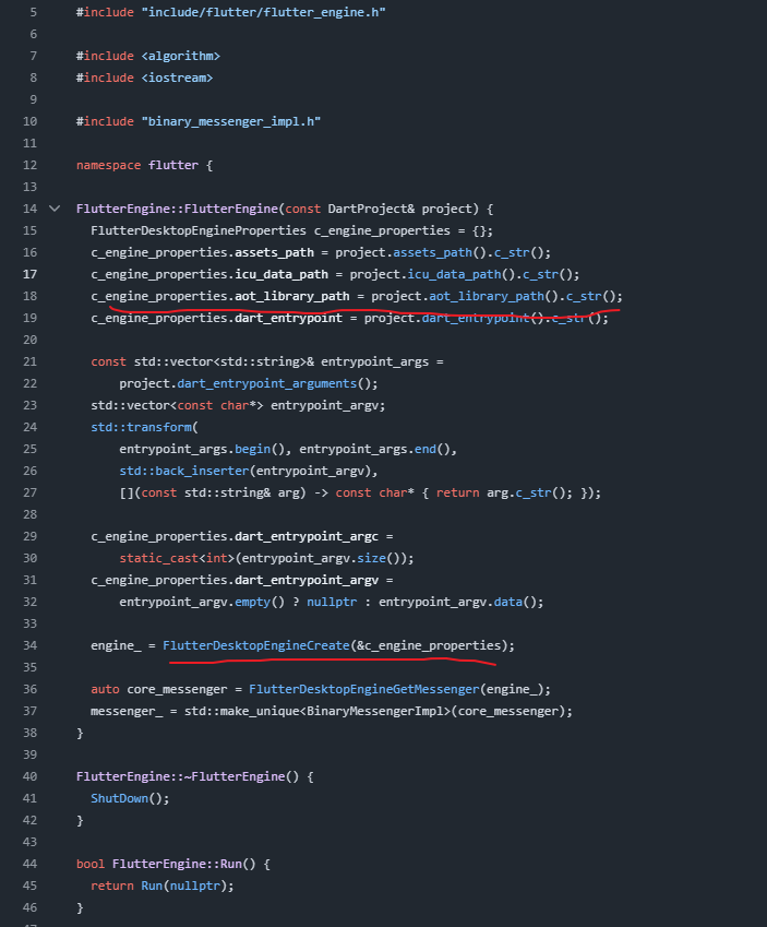 图 5　FlutterEngine：填充 FlutterDesktopEngineProperties