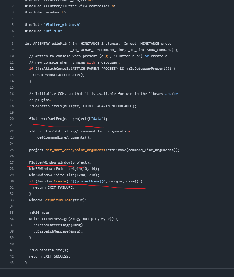 图 1　main.cpp：wWinMain 里真正重要的三行