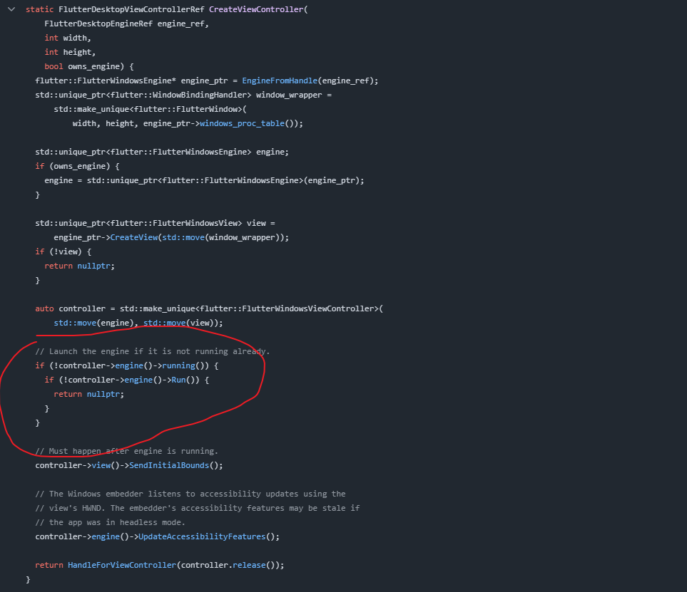 图 9　CreateViewController：engine 还没 running，就在这里 Run